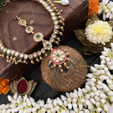 Vriksham Traditional Indian With Kundan 1 gm Gold Maang Tikka-Gold Bead-G20332